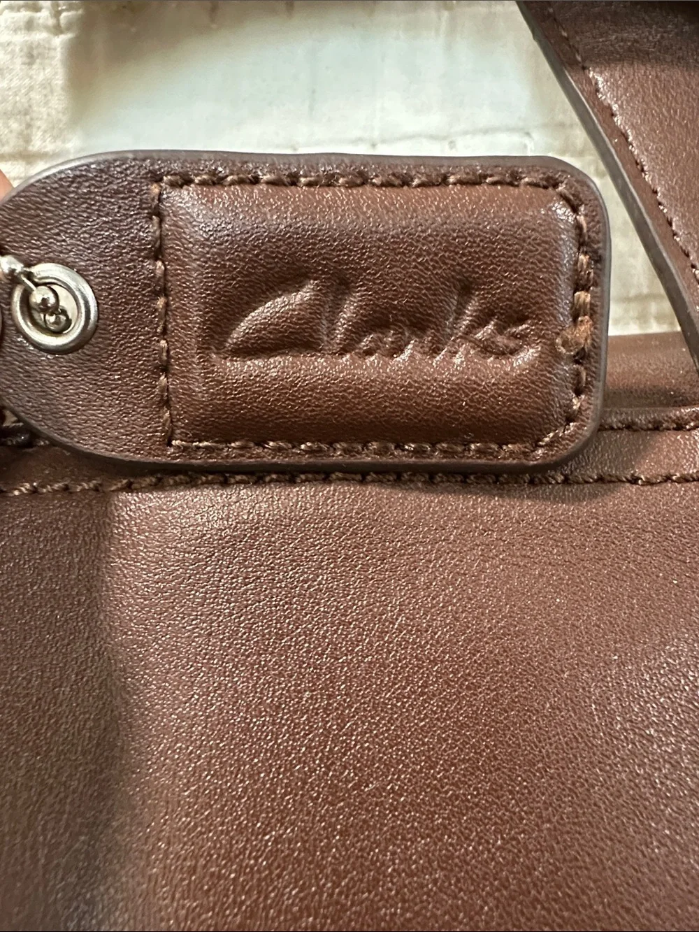 Clarks Brown Faux Leather Backpack with Magnet Buckle Front